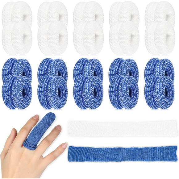 600mm 15 xx 15 x 600mm Tubular Bandage Finger Roll Cotton Finger Cotton Elastic Thumb Glove Dressing Fingertip Gauze Blue White Disposable Bandage for Thumb Sprain and Swelling mm Sheet 20 Pieces