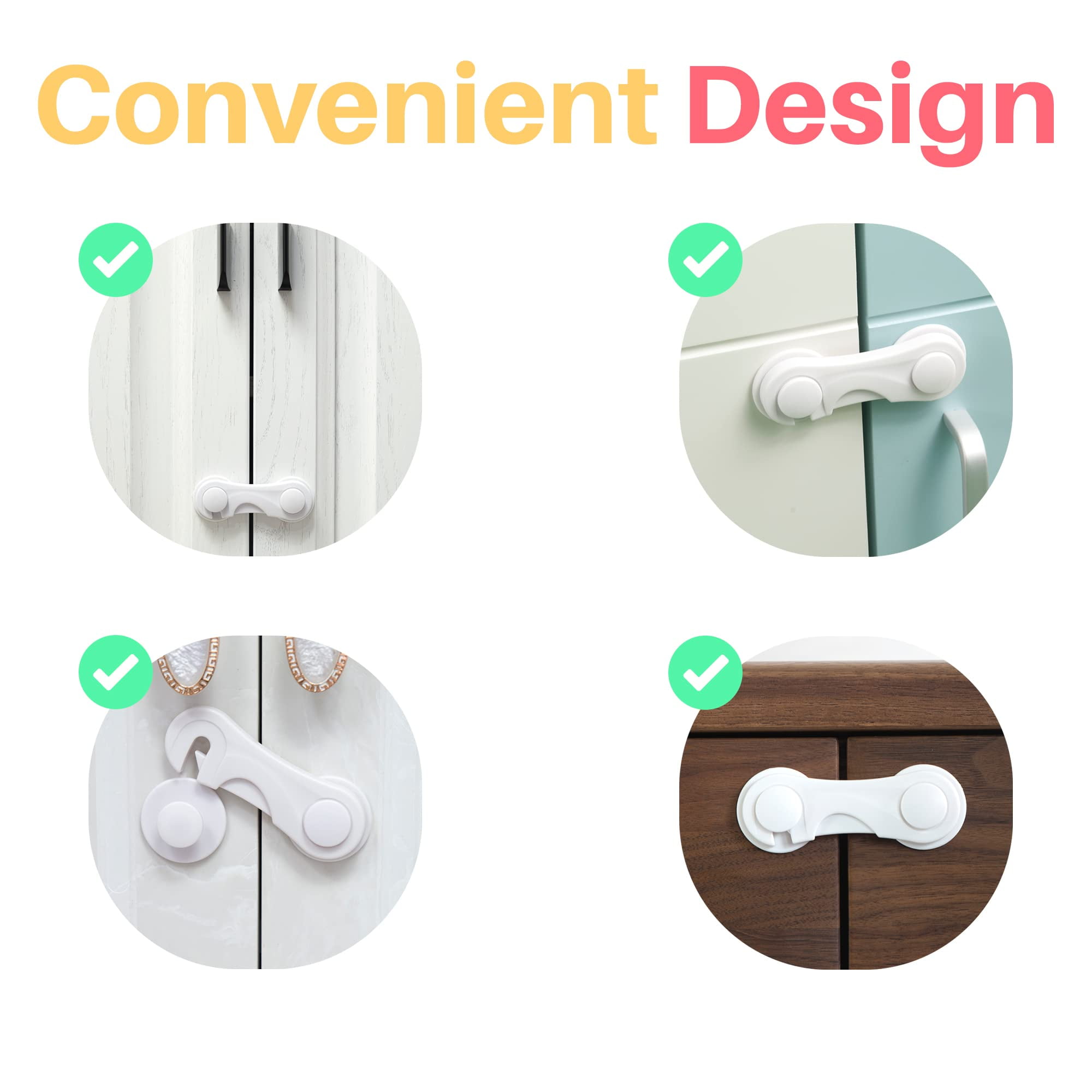 YIYI GUO Child Safety Lock for Cabinets and Drawers, White, 10 Piece