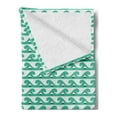 thumbnail image 2 of Nautical Soft Flannel Fleece Throw Blanket, Little Sailboats and Abstract Waves Print, Cozy Plush for Indoor and Outdoor Use, 50" x 70", Seafoam Vermilion, by Ambesonne, 2 of 5