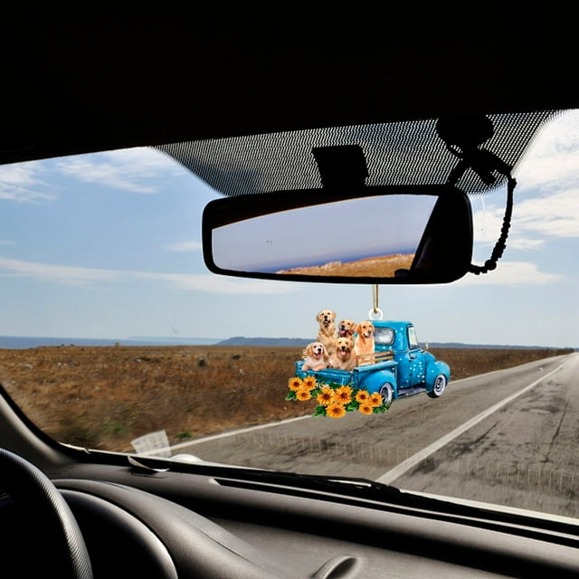 Car Dog Sunflower Truck Car Rearview Mirror Pendant Creative Pendant Decoration
