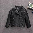 thumbnail image 2 of Girls Faux Leather Jackets Children's Boys Zip Outwear Fitted Slim Coat, 2 of 6