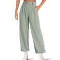 thumbnail image 6 of High Waisted Work Pants for Women Women's Solid Color Slicker Slim Slim Pocket High Waist Wide Leg Pants With Belt Wide Leg Casual Suit Pants Early Access Deals Ndbuld Mint Green 2XL, 6 of 6