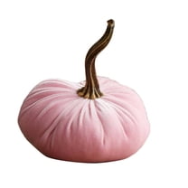 Lilixerw 1 PCS Soft Velvet Pumpkins Decoration,Artificial Pumpkins Home Ornament for Rustic Harvest Halloween Thanksgiving Decor,5.91 x 5.91 inch,Pink