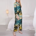 thumbnail image 3 of Gukieu Valley River Dinosaur Print Women's Long Sleeve Pajama Set, Button Top Elastic Pocket Pajama Pants Two Piece Set Home Wear-Small, 3 of 7