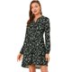 thumbnail image 1 of Vestido Casual De Manga Larga Con Cintura Ceñida Y Cuello En V Floral Para Mujer Negro L, 1 of 6