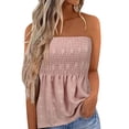 thumbnail image 1 of ICHUANYI Clearance Women Strapless Bandeau Lace Patchwork Summer Casual Sleeveless Tube Blouse Top(Pink, M) ICHUANYI WER2023081005397, 1 of 6