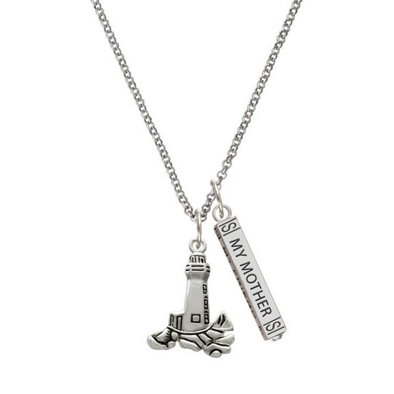 Delight Jewelry Silvertone Antiqued Lighthouse Silvertone Always My Mother Bar Charm Necklace, 23"