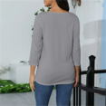 thumbnail image 5 of Womens Tops 3/4 Length Sleeve Summer V Neck Shirts Casual Tunic Tops Solid Color Basic Loose Fit Pullover, 5 of 5