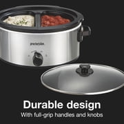Proctor Silex 6 Qt Slow Cooker, Double Dish, Nonstick Aluminum Crock with Removable Pot, Stainless Steel