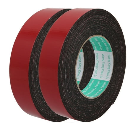 2Pcs 30mm Width 2mm Thickness Single-side Sealed Sponge Tape Black 16.4ft Length