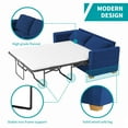thumbnail image 5 of MUZZ Queen Size Velvet Pull Out Sofa Bed, 2-in-1 Sleeper Sofa Couch with Foam Mattress for Small Spaces(Blue), 5 of 8