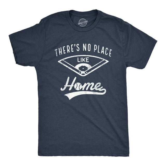 T-shirt Homme Theres No Place Like Home Drôle de Baseball Graphique Cool Cadeau Papa (Bleu Marine Chiné) - m