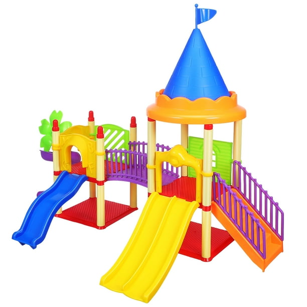 Decoración en miniatura para casa de muñecas: pequeño tobogán de juguete, modelo de parque infantil, accesorio para casa de muñecas para juego creativo y diversión imaginativa
