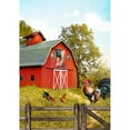 thumbnail image 2 of America Forever Summer Patriotic Red Barn Rooster House Flag 28 x 40 inches Fancy Farm Rooster Chicken Farm Bird Double Sided Seasonal Poultry Country Yard Outdoor Decorative Rustic House Flag, 2 of 5