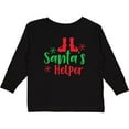 thumbnail image 3 of Inktastic Santa's Helper, Elf Shoes, Snowflakes, Christmas Boys or Girls Long Sleeve Toddler T-Shirt, 3 of 5