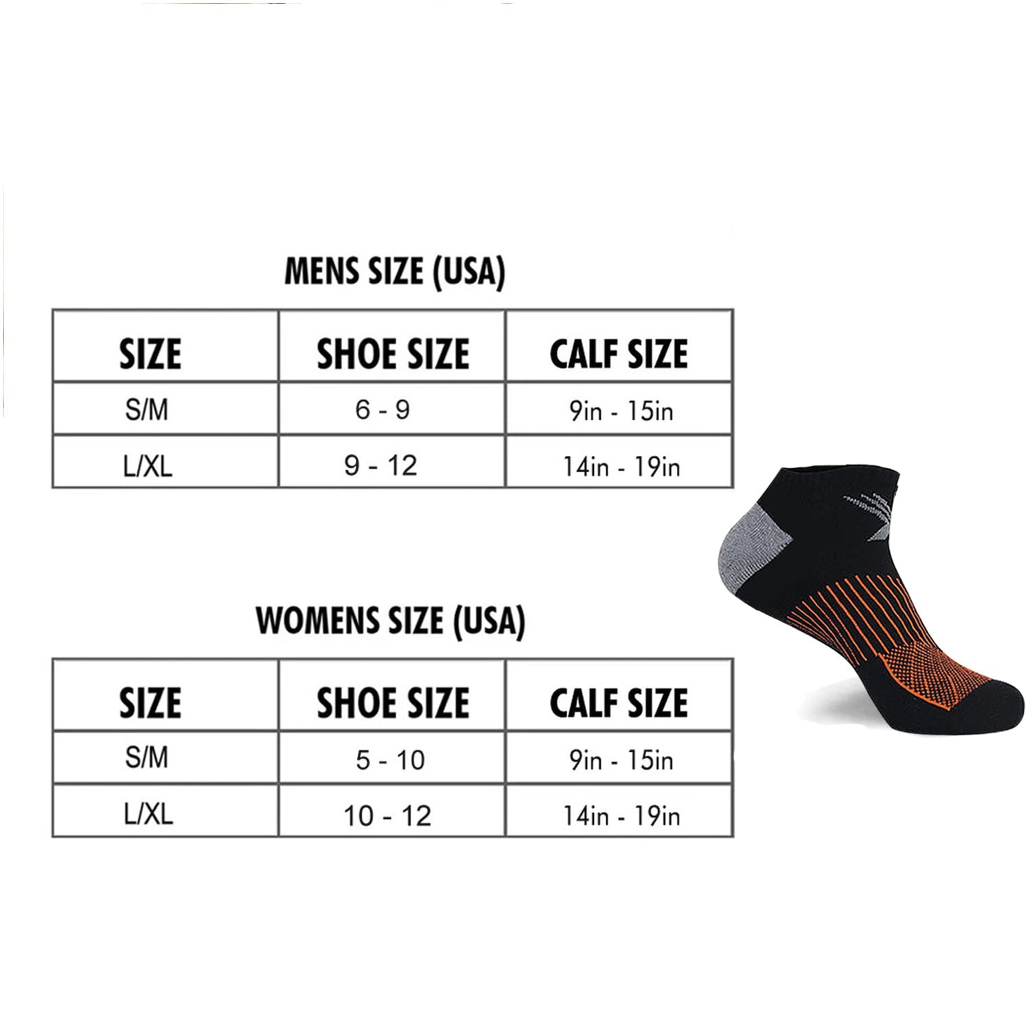 Compression Socks - Ankle High for Running, Athtletics, Travel - 6 Pair