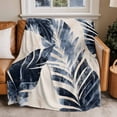 thumbnail image 2 of Abstract Black Leaves Flannel Blanket for Bed,Travel and Camping, Tropical Plants Nature Modernism Super Soft Cozy Blanket for All Seasons 40"x50", 2 of 7