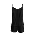 thumbnail image 7 of Cagogo Women's V Neck Sleeveless Tank Top Shorts Set Casual Two Piece Solid Summer Outfits Loose Matching Lounge Sets Tracksuits Travel Beach Clothes, Black XL, 7 of 7