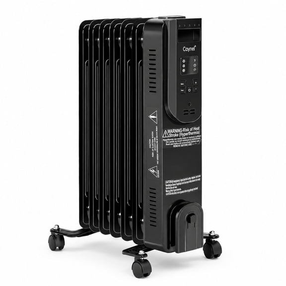 Oil Filled Radiator Heater, Black, 9-Fin, 1500W, Adjustable Thermostat
