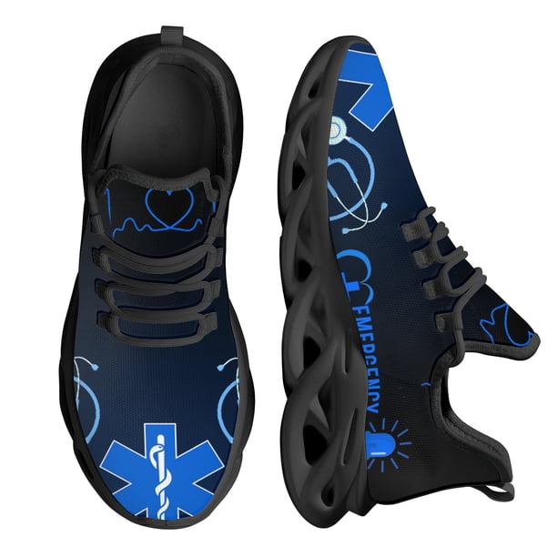 Nuevos zapatos con estampado paramédico EMT EMS EMR para mujeres y hombres, diseño médico quirúrgico, zapatillas transpirables con cordones, calzado plano