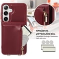 thumbnail image 4 of Mantto Zipper Wallet Case for Samsung Galaxy S23 FE,[RFID Blocking] Leather Back Flip Crossbody Purse with Credit Card Holder Kickstand Phone Case with Detachable Wrist Strap Lanyard,Winered, 4 of 9