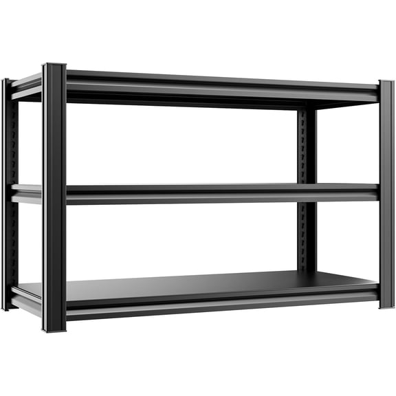 3-Tier Heavy Duty Adjustable Garage Storage Shelves, 48" W x 17.7" D x 40" H, 1800 lb Capacity, Black