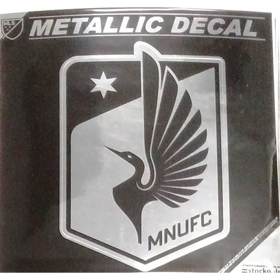 Minnesota United 6 Inch Decal Sticker, Metallic Chrome Shimmer Design, Vinyl Die Cut, Auto Home