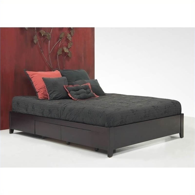 Bowery Hill Queen Simple Platform Storage Bed in Espresso ...