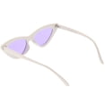 thumbnail image 4 of Womens Exaggerated Slim White Frame Cat Eye Sunglasses Color Tinted Lens 48mm (White / Purple), 4 of 4