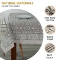 thumbnail image 7 of Ridhi -Taupe and Off White 72x140 Inch rectangle 100 % Cotton indian block print resuable tablecloth, 7 of 7