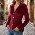 thumbnail image 5 of Klisyaur Womens Button Down Jackets Velvet Collared Long Sleeve Slim Cardigans Casual Trendy Comfy Fall Winter Tops, 5 of 7