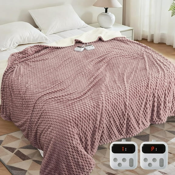 Heated Blanket Electric Blanket Queen Size 84 in x90 in, w/Dual Control,10 Heating Levels & 10 Hours Auto Shut Off, Cozy Soft Fleece Fast Heating Blankets Gift, Machine Washable, Pink