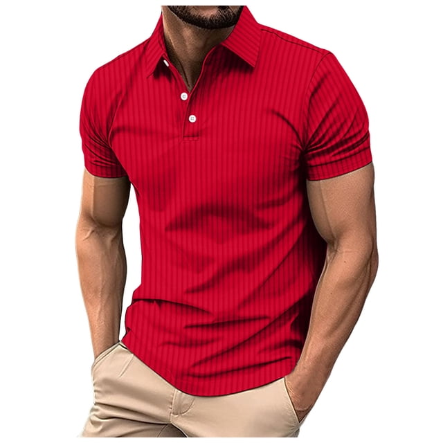 Camiseta de manga corta con cuello en V y ribete liso para hombre, informal de verano, para fiestas y fitness