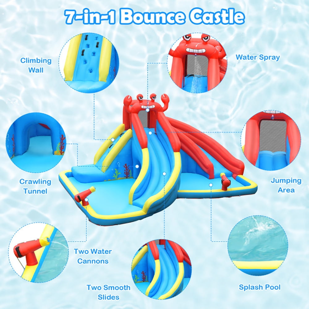 Aimee Lii Inflatable Water Slide Bounce House with Water Cannon with 750W Blower, Playhouse for Kids Outdoor