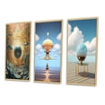 thumbnail image 3 of Designart "Infinite Possibilities in Retro Futurism" Abstract Landscape Framed Wall Art Set Of 3 - Blue Abstract Landscapes Frame Gallery Set For Office Decor, 3 of 6