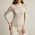 thumbnail image 6 of MYAOYINo Boundaries Womens High Neck Ribbed Long Sleeve Sweater Fitted Knit Basic Blouse, 6 of 9