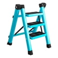 thumbnail image 2 of davian Folding Ladder 3 Step Portable Antislip Stepladder Sturdy Iron Work Ladder Compact Multifunctional Lightweight Suitable for Household Kitchen Garage I Blue, 2 of 8