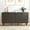 Black-4 doors Arc line, variant on Wirrytor Mid Century Modern Sideboard Buffet Cabinet with Fluted Doors, Small Farmhouse Credenza with Adjustable Shelves Modular Storage Cabinets for Dining Room, Living Room,oak