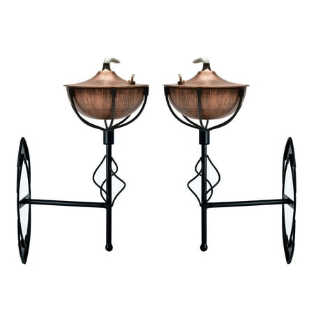 

Maui Wall Sconce Oil Torch - Ornamental Wall Mount Oil Lamp is Perfect for Indoor or Outdoor Decor - Easy to Set Up and Refill with No Mess Set of 2 (Brushed Bronze)