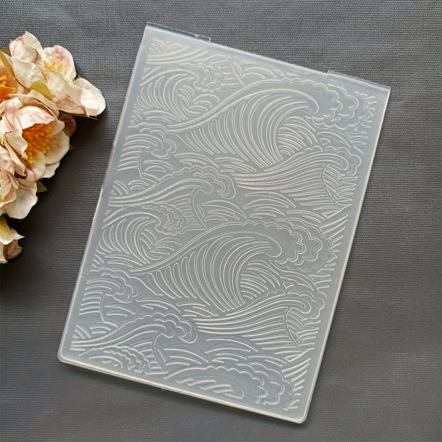 LEEYNEER Spray/Sea Wave Embossed Folder Plastic Embossing Folders For Card Making Embossing Machine Template For Scrapbook Paper Craft Album Stamps Decor 10.5×14.5cm/4.1×5.7 Inch