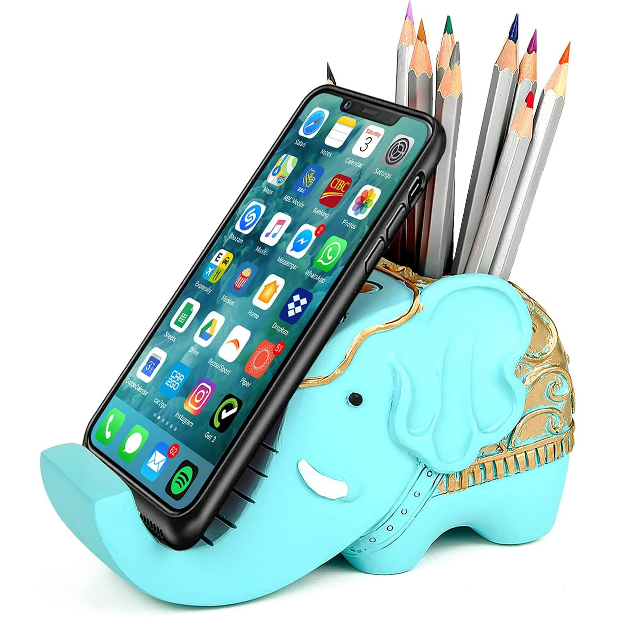 Pen Pencil Holder with Cell Phone Stand, Multifunctional Elephant