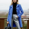 thumbnail image 2 of Women's Fashion Single-Breasted Trench Coat - A-Line Solid Color Long-Sleeved Fall Winter Jacket, Royal Blue, XL, 2 of 4
