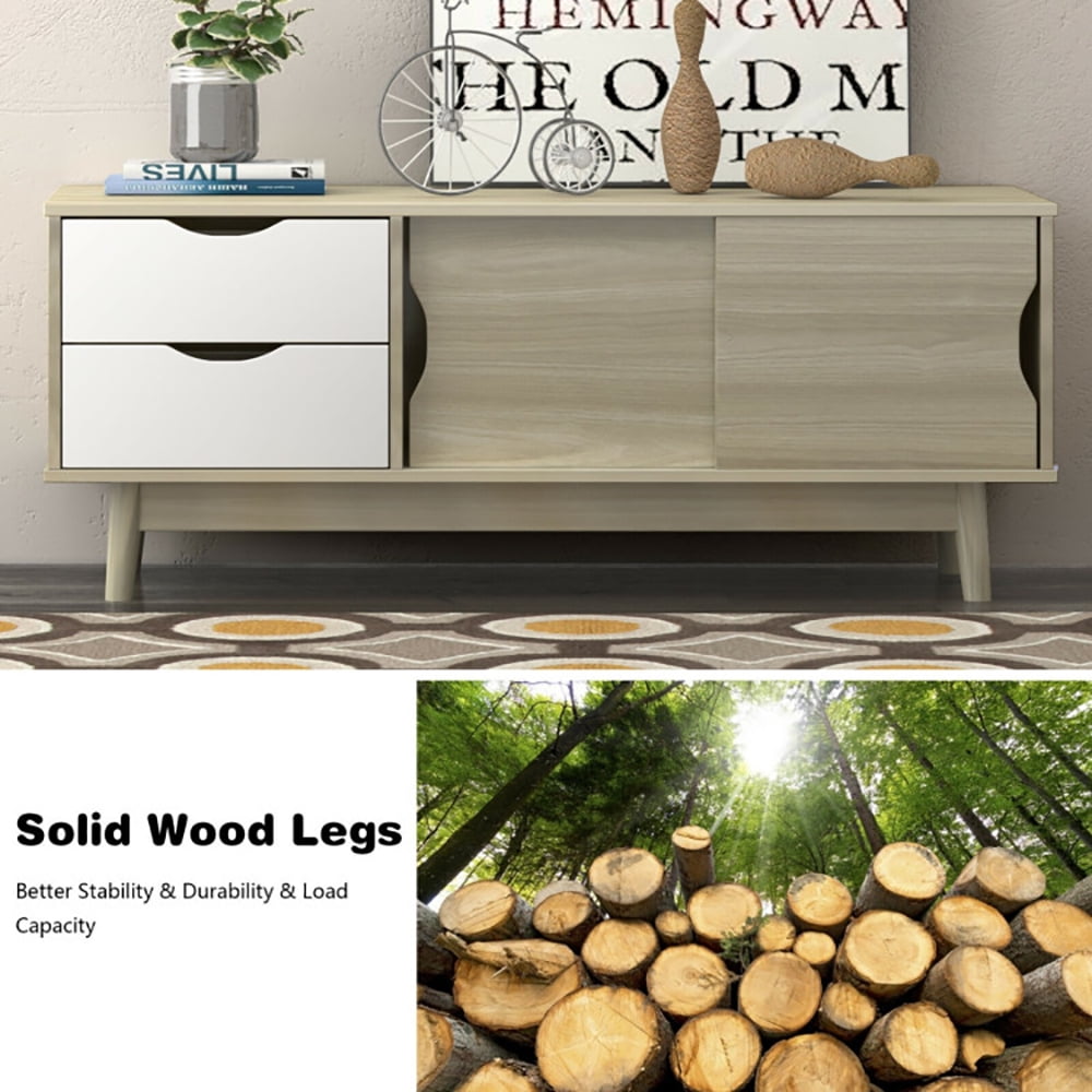 Finihen TV Stand, TV Cabinet, TV Stand for TV Up to 60 Inch Media Console Table Storage with Doors, Media Entertainment Center with Storage, for Living Room, Bedroom, Gray