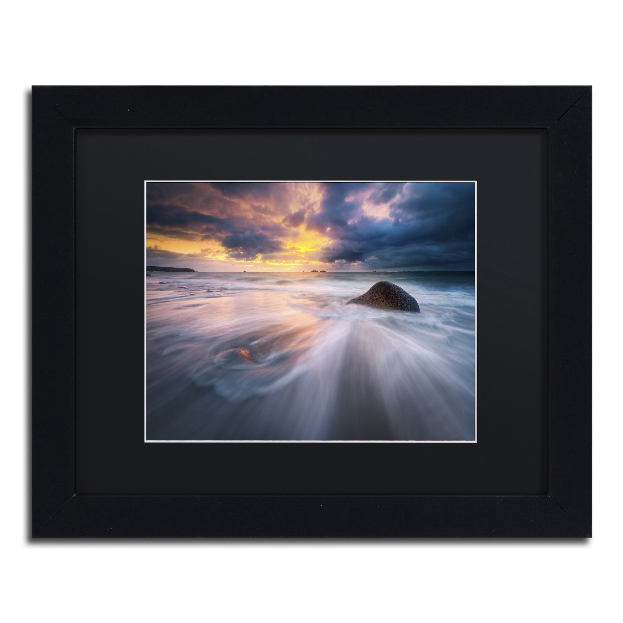 Trademark Fine Art "Ocean Painting" Canvas Art by Mathieu Rivrin, Black Matte, Black Frame