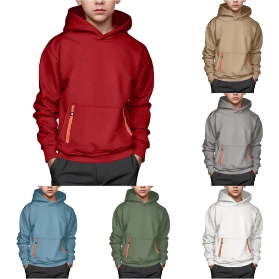 TBWNWG Boys Hooded Sweatshirt With Front Pocket Casual Pullover for Kids Youth Soft Comfortable Athletic Jacket