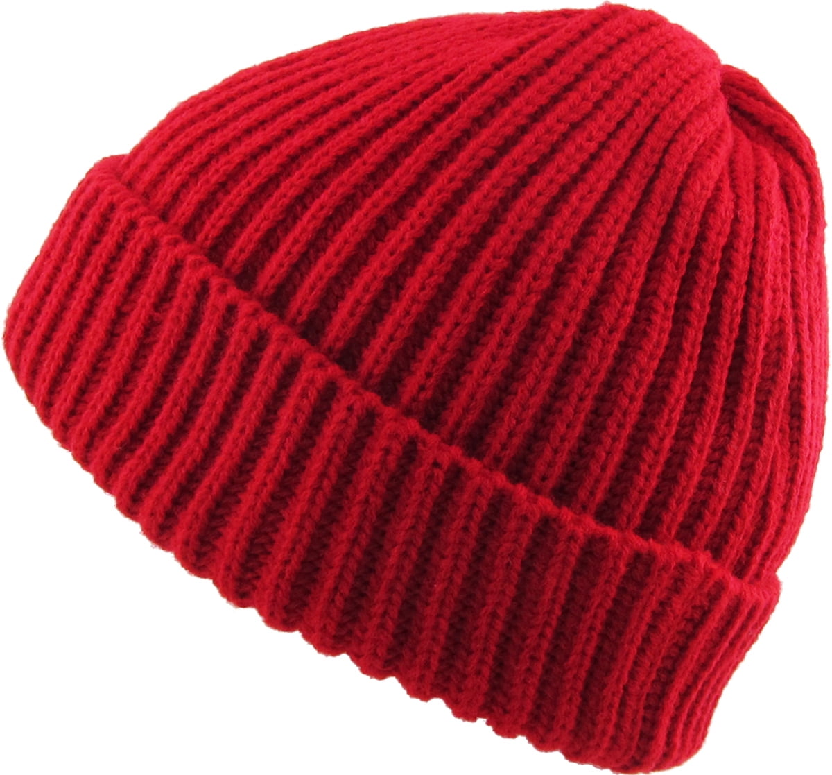 Ribbed Beanie Thick Cuffed Ski Hat 