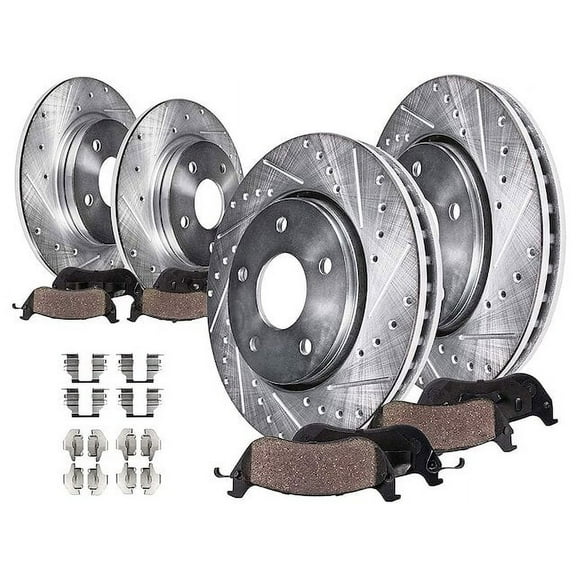 Front and Rear Brake Pad and Rotor Kit - Compatible with 2012 - 2016 Dodge Grand Caravan 2013 2014 2015