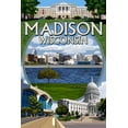 thumbnail image 3 of Madison, Wisconsin, Montage Scenes (100% Cotton Tea Towel, Decorative Hand Towel, Kitchen and Home), 3 of 3
