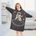 thumbnail image 5 of FORMRS Wearable Blanket Hoodie with Sleeves for Kids Cozy Flannel Sweatshirt, Black Astronaut Space, 5 of 7