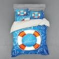 thumbnail image 1 of Ambesonne Ocean Bedding Set 4 Pcs, Palm Tree Island Octopus, Queen, Blue Orange White, 1 of 3